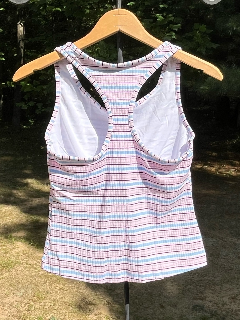 90s Prospirit Retro Athleisure Racerback Tank Top Size M Pastel Striped - Picture 2 of 12